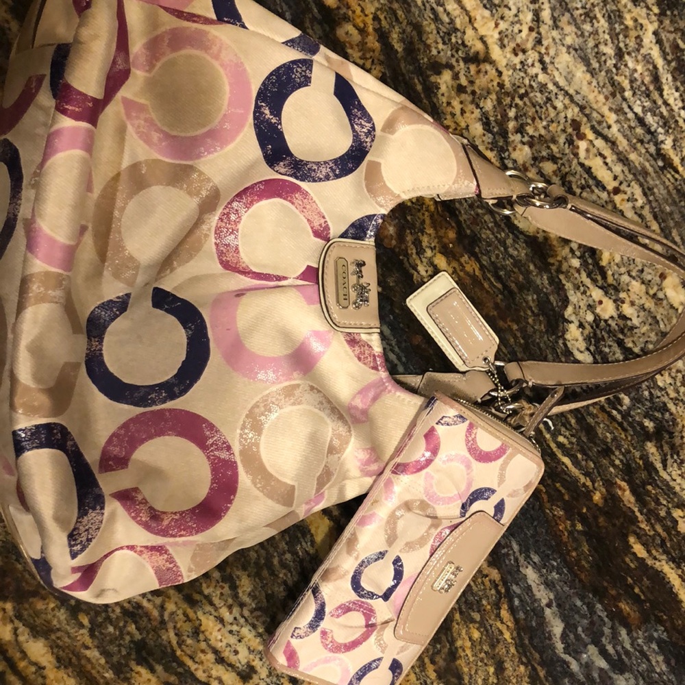 Coach Metallic Gesso Op Art - handbag and wallet